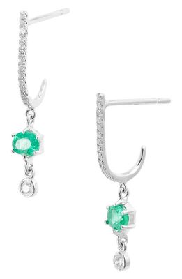 Meira T Emerald & Diamond Earrings in White Gold