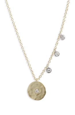 Meira T Hammered Disc Diamond Pendant Necklace in Yellow Gold
