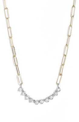 Meira T Mini Riviera Diamond Paper Clip Necklace in White