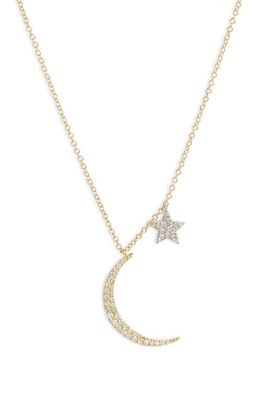 Meira T Moon & Star Diamond Pendant Necklace in Yellow