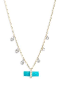 Meira T Turquoise Bar & Diamond Necklace in Yellow Gold