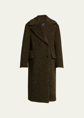 Melange Wool Boucle Double-Breasted Coat