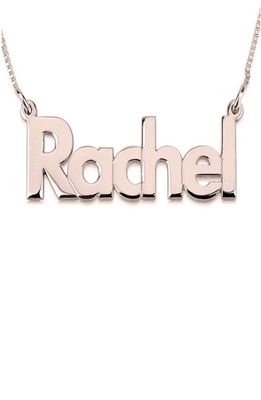 MELANIE MARIE Bold Nameplate Customizable Pendant Necklace in Rose Gold Plated