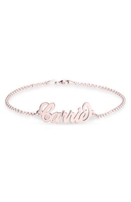 MELANIE MARIE Personalized Nameplate Bracelet in Rose Gold Plated