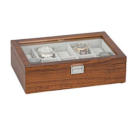 Mele & Co. Jayson Glass Top Watch Box in Mahoga ny Finish