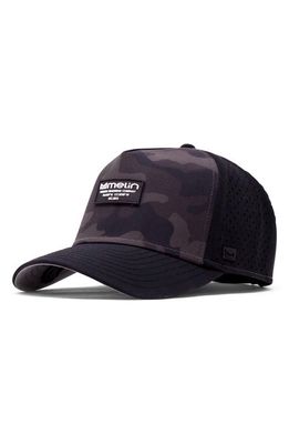 Melin Odyssey Brick Hydro Performance Snapback Hat in Black Camo