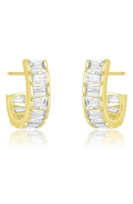 Melinda Maria Grace Huggie Hoop Earrings in Gold/white Diamondettes