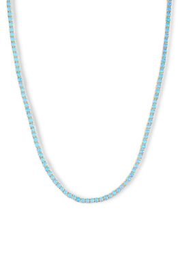 Melinda Maria Grand Heiress Imitation Opal Necklace in Blue Opal/Gold