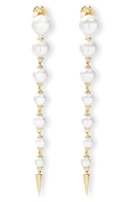 Melinda Maria Imitation Pearl Linear Drop Earrings in White Pearl/Gold