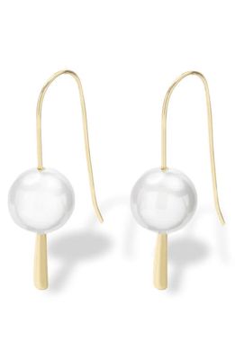 Melinda Maria Imitation Pearl Threader Earrings in White Pearl/Gold