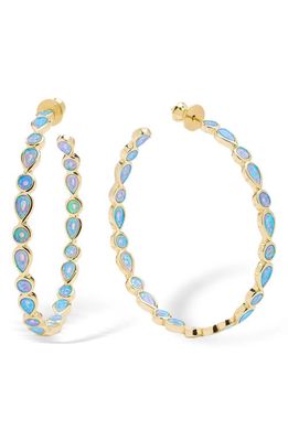 Melinda Maria Isla Imitation Opal Hoop Earrings in Blue Opal/Gold