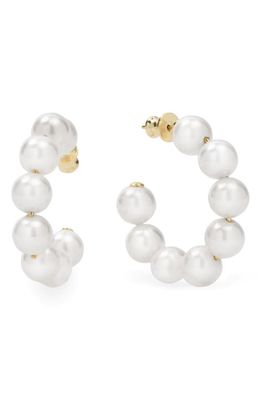 Melinda Maria Life's A Ball Imitation Pearl Hoop Earrings in White Pearl/Gold