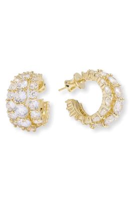 Melinda Maria Oh She Fancy Pavé Hoop Earrings in White Cubic Zirconia/Gold