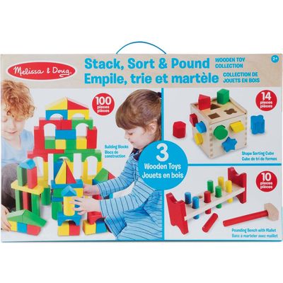 Melissa & Doug 124-Piece Stack, Sort & Pound Set in Multi 