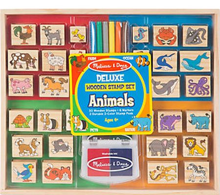 Melissa & Doug Deluxe Wooden Stamp Set - Animal s