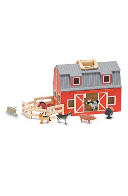 Melissa & Doug Fold & Go Farm Playset in Wood/Red