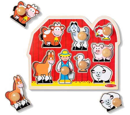 Melissa & Doug Large Farm Jumbo Knob Puzzle - 8 pieces