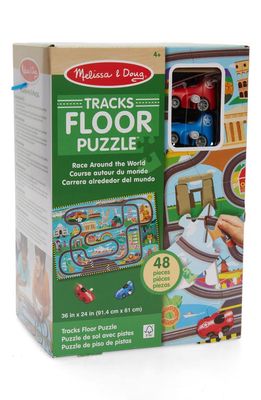 Melissa & Doug Race Around the World Tracks 48-Piece Floor Puzzle in Race Track Floor Puzzle & Play