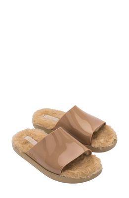 Melissa Fluffy Slide Sandal in Beige/Beige