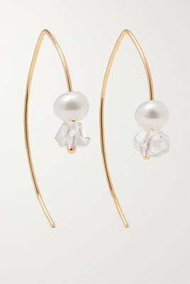 Melissa Joy Manning - Wishbone 14-karat Recycled Gold, Herkimer Diamond And Pearl Earrings - one size
