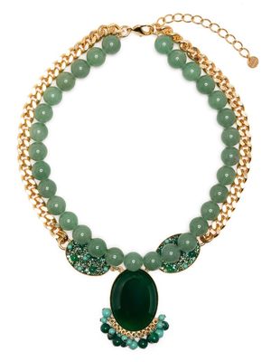 Melissa Kandiyoti stone pendant layered necklace - Green
