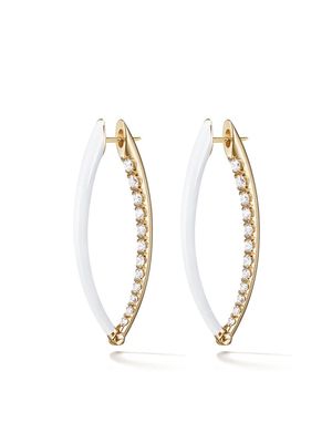 Melissa Kaye 18kt yellow gold and diamond Cristina hoop earrings