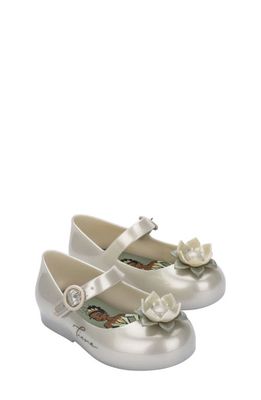 Melissa Mini Sweet Love Disney Princess Mary Jane Flat in Metallic White/Green