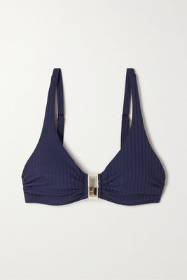 Melissa Odabash - Bel Air Embellished Ribbed Underwired Bikini Top - Blue