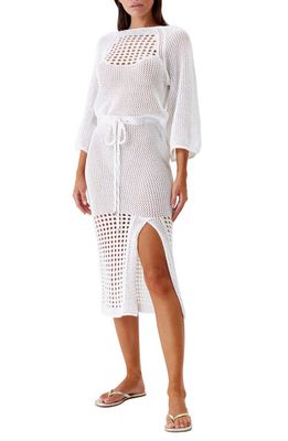 Melissa Odabash Brooke Open Knit Sheer Cover-Up Dress in White