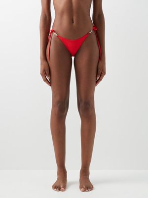 Melissa Odabash - Cabo Embellished Tie-side Bikini Briefs - Womens - Bright Red