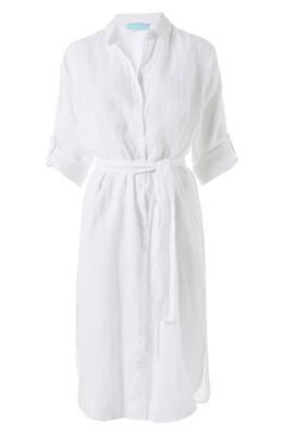 Melissa Odabash Dania Long Sleeve Linen Cover-Up Shirtdress in White