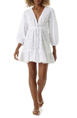 Melissa Odabash Evelyn Broderie Anglaise Cotton Cover-Up Minidress in White