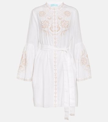 Melissa Odabash Everly embroidered cotton and linen mini dress