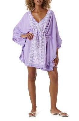 Melissa Odabash Isabelle Embroidered Cover-Up Dress in Lavender/White