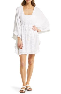 Melissa Odabash Isabelle Embroidered Cover-Up Dress in White/White