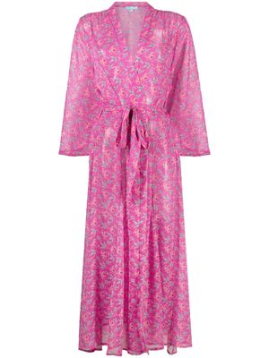 Melissa Odabash long-sleeve floral-print robe - Pink