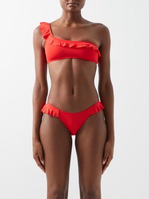 Melissa Odabash - Morocco Ruffled One-shoulder Bikini Top - Womens - Bright Red