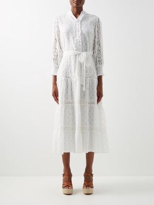 Melissa Odabash - Orchid Lace-insert Midi Dress - Womens - White