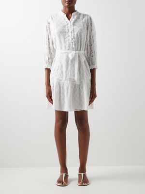 Melissa Odabash - Orchid Lace-insert Mini Dress - Womens - White