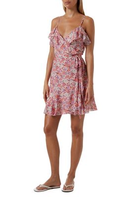 Melissa Odabash Simona Floral Metallic Cover-Up Wrap Dress in Ditsy Pink