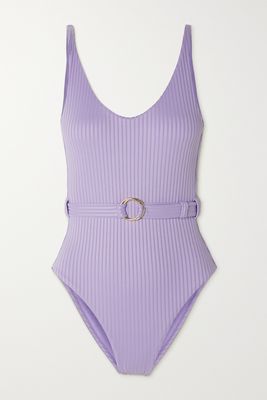 Melissa Odabash - St Tropez Belted Ribbed Swimsuit - Purple