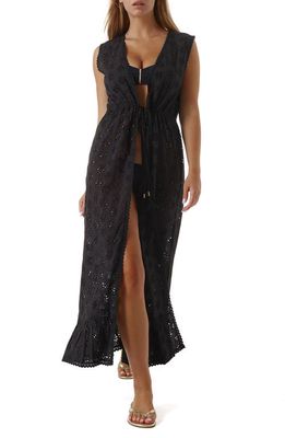 Melissa Odabash Tessa Broderie Anglaise Cover-Up Maxi Dress in Black