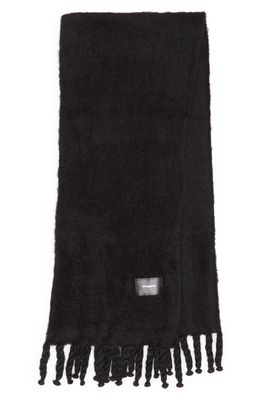 MELITTA BAUMEISTER Fluffy Tassel Alpaca & Merino Wool Blend Scarf in Black Knit