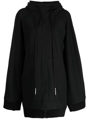 Melitta Baumeister longline zip-up cotton hoodie - Black