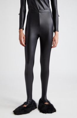 MELITTA BAUMEISTER Pierced Faux Leather Leggings in Black Stretch Pleather
