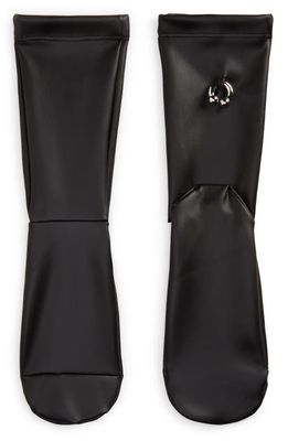 MELITTA BAUMEISTER Pierced Faux Leather Socks in Black Stretch Pleather
