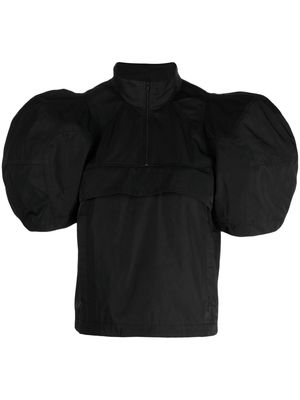 Melitta Baumeister puff-sleeves half-zip blouse - Black