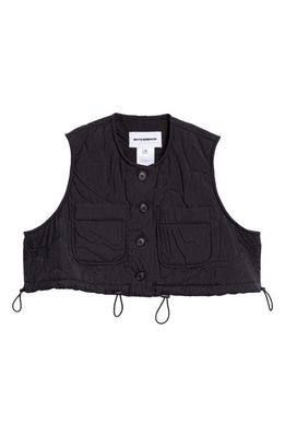 MELITTA BAUMEISTER Ripple Quilted Crop Vest in Black Crunchy Nylon Quilt