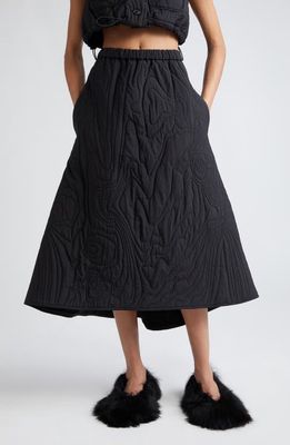 MELITTA BAUMEISTER Ripple Quilted Midi Skirt in Black Crunchy Nylon Quilt