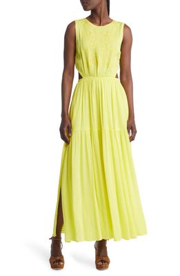 MELLODAY Embroidered Cutout Maxi Dress in Yellow